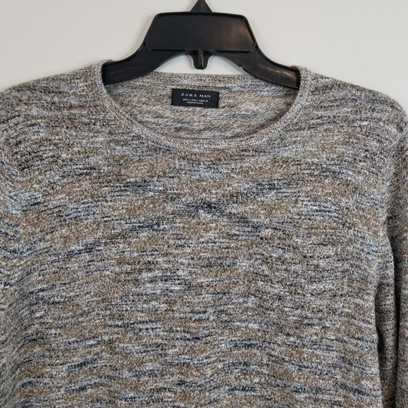 Zara Men Crewneck Grey Brwon Sweater - Picture 3 of 4